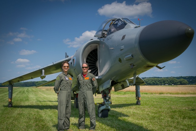 Monica and Jenna with the Sea Harrier