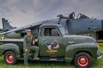 Jenna Dolan and a pristine Chevy pickup, dedicated to Marines